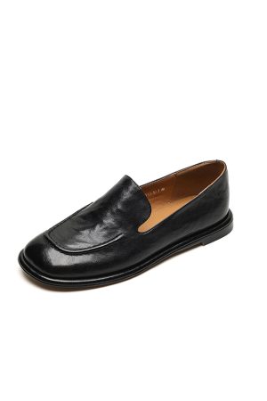 Women's Sheepskin Melard Flat Loafers - Stylish Spring/Summer 2025 Leather Shoes, Sizes 41-43, Perfect for Casual Outings