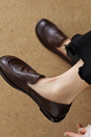 Women's Sheepskin Melard Flat Loafers - Stylish Spring/Summer 2025 Leather Shoes, Sizes 41-43, Perfect for Casual Outings