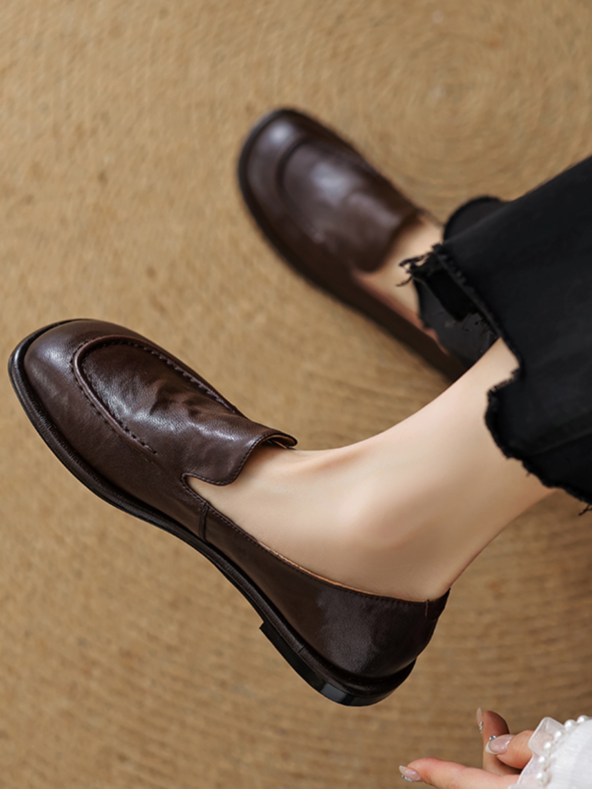 Women's Sheepskin Melard Flat Loafers - Stylish Spring/Summer 2025 Leather Shoes, Sizes 41-43, Perfect for Casual Outings Women's Sheepskin Melard Flat Loafers - Stylish Spring/Summer 2025 Leather Shoes, Sizes 41-43, Perfect for Casual Outings