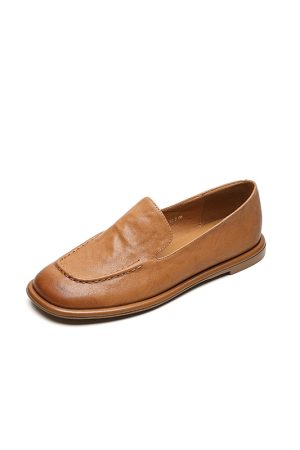 Women's Sheepskin Melard Flat Loafers - Stylish Spring/Summer 2025 Leather Shoes, Sizes 41-43, Perfect for Casual Outings