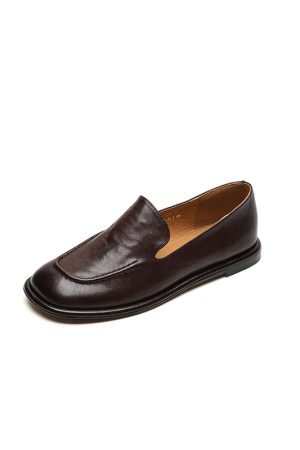Women's Sheepskin Melard Flat Loafers - Stylish Spring/Summer 2025 Leather Shoes, Sizes 41-43, Perfect for Casual Outings