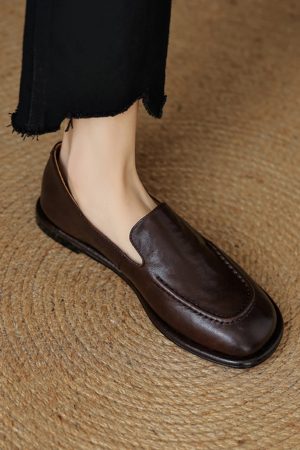 Women's Sheepskin Melard Flat Loafers - Stylish Spring/Summer 2025 Leather Shoes, Sizes 41-43, Perfect for Casual Outings