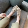 Women's Sheepskin Tassel Lock Loafers - Flat Slip-On Cashmere Flats for Versatile Everyday Style
