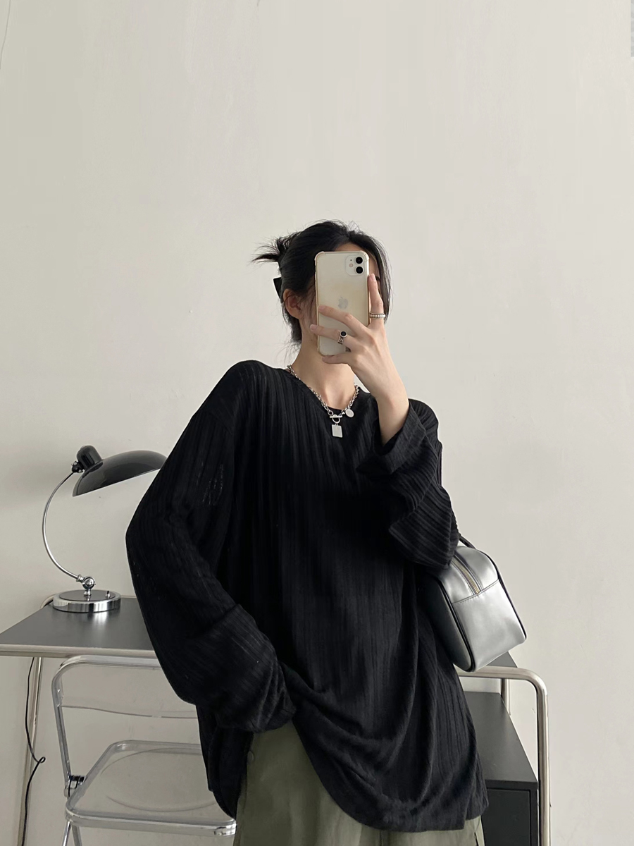 Women's Sheer Long Sleeve Sun Protection T-Shirt - Loose Fit Transparent Cover-Up with Grapefruit Print for Airy Comfort Women's Sheer Long Sleeve Sun Protection T-Shirt - Loose Fit Transparent Cover-Up with Grapefruit Print for Airy Comfort