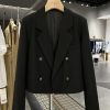 Women's Short Black Suit Jacket, 2025 British Style Blazer, High-End Quality, Fashionable for Spring and Autumn Wear