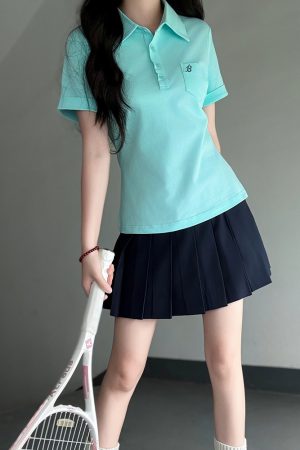 Women's Short Sleeve Embroidered Polo Shirt - Pudding Bear JK Uniform Style for Summer 2025, Cute and Trendy Fashion