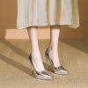 Women's Silver Stiletto Heels 11cm Waterproof Platform Sexy Wedding Shoes - 2025 Spring Trendy Pointed Toe Design