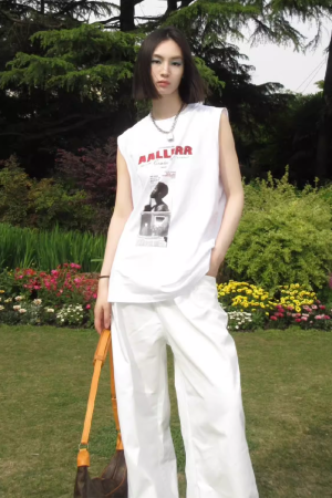 Women's Sleeveless High Street T-Shirt - American Style Cotton Vest for Summer Hip Hop, College Couple Top, Casual Fashion