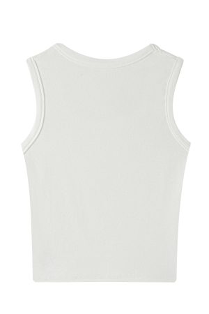 Women's Sleeveless Red Base Blouse - 2025 Summer Top with Short Design, Casual Style, Perfect for Y2K Fashion