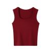 Women's Sleeveless Red Base Blouse - 2025 Summer Top with Short Design, Casual Style, Perfect for Y2K Fashion