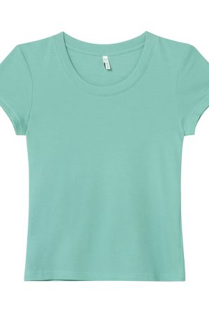 Women's Slim Solid Color U-Neck Short Sleeve T-Shirt - Flattering Basic Top for Summer 2025, Casual Chic Style