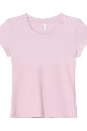 Women's Slim Solid Color U-Neck Short Sleeve T-Shirt - Flattering Basic Top for Summer 2025, Casual Chic Style