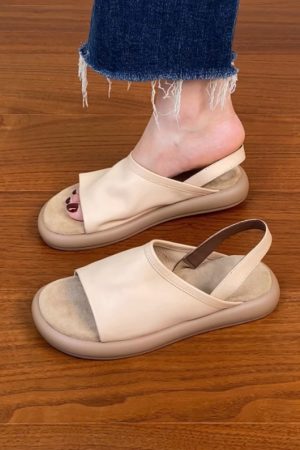 Women's Soft Comfortable Flat Open-Toe Sandals in Top Layer Cowhide - 2025 Summer Casual Footwear