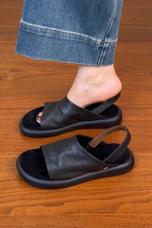 Women's Soft Comfortable Flat Open-Toe Sandals in Top Layer Cowhide - 2025 Summer Casual Footwear