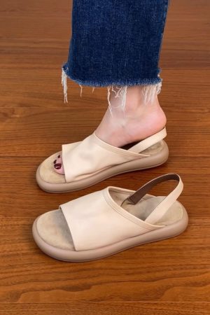 Women's Soft Comfortable Flat Open-Toe Sandals in Top Layer Cowhide - 2025 Summer Casual Footwear