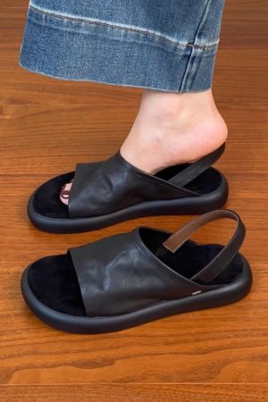 Women's Soft Comfortable Flat Open-Toe Sandals in Top Layer Cowhide - 2025 Summer Casual Footwear