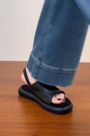 Women's Soft Comfortable Flat Open-Toe Sandals in Top Layer Cowhide - 2025 Summer Casual Footwear