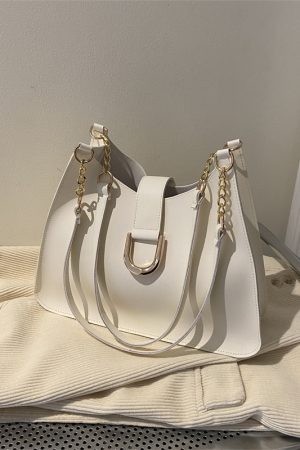 Women's Soft Leather Large Capacity Tote Bag with Chain Detail, Chic Handheld Shoulder Bag for Stylish Everyday Use