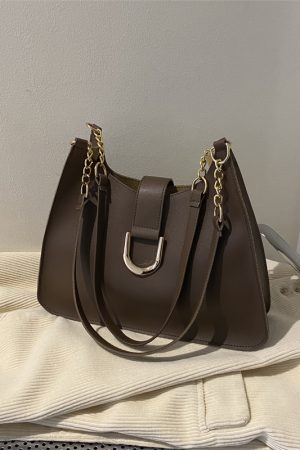 Women's Soft Leather Large Capacity Tote Bag with Chain Detail, Chic Handheld Shoulder Bag for Stylish Everyday Use