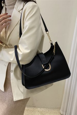 Women's Soft Leather Large Capacity Tote Bag with Chain Detail, Chic Handheld Shoulder Bag for Stylish Everyday Use