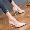 Women's Spring 2025 High-Heeled Shoes, Versatile Pointed-Toe Pumps with Thin Heels, Sexy Professional Footwear