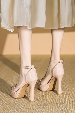 Women's Square Toe One-Strap High Heels - 11CM Chunky Platform Sandals for Summer 2025 - Waterproof Super High Heels