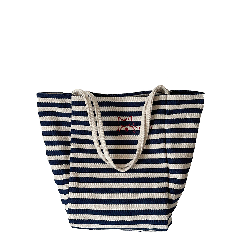 Women's Striped Canvas Tote Bag 2024 - Large Capacity Shoulder Bag for Students, Casual Commuting, Everyday Use Women's Striped Canvas Tote Bag 2024 - Large Capacity Shoulder Bag for Students, Casual Commuting, Everyday Use