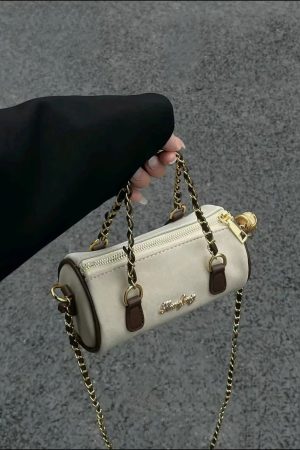 Women's Suede Handheld Round Tube Bag - Summer 2023 Niche Design Underarm Chain Crossbody Bag with High-Quality Texture