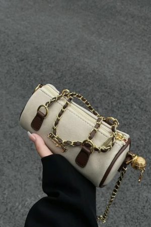 Women's Suede Handheld Round Tube Bag - Summer 2023 Niche Design Underarm Chain Crossbody Bag with High-Quality Texture