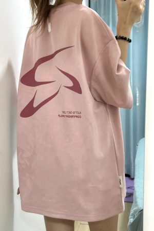 Women's Suede Short-Sleeve T-shirt - American High Street Style, Summer 90s Inspired, Casual Couple's Heavyweight Tee