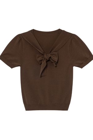 Women's Summer 2025 Irregular Flowing Tie-Knit V-Neck Short Sleeve T-Shirt - Trendy French Style