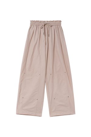 Women's Summer 2025 Loose-Fit Wide-Leg Cargo Pants with Elastic Waist - Casual Straight Long Pants for Petite Sizes