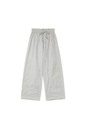 Women's Summer 2025 Loose-Fit Wide-Leg Cargo Pants with Elastic Waist - Casual Straight Long Pants for Petite Sizes