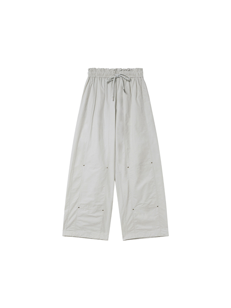 Women's Summer 2025 Loose-Fit Wide-Leg Cargo Pants with Elastic Waist - Casual Straight Long Pants for Petite Sizes Women's Summer 2025 Loose-Fit Wide-Leg Cargo Pants with Elastic Waist - Casual Straight Long Pants for Petite Sizes