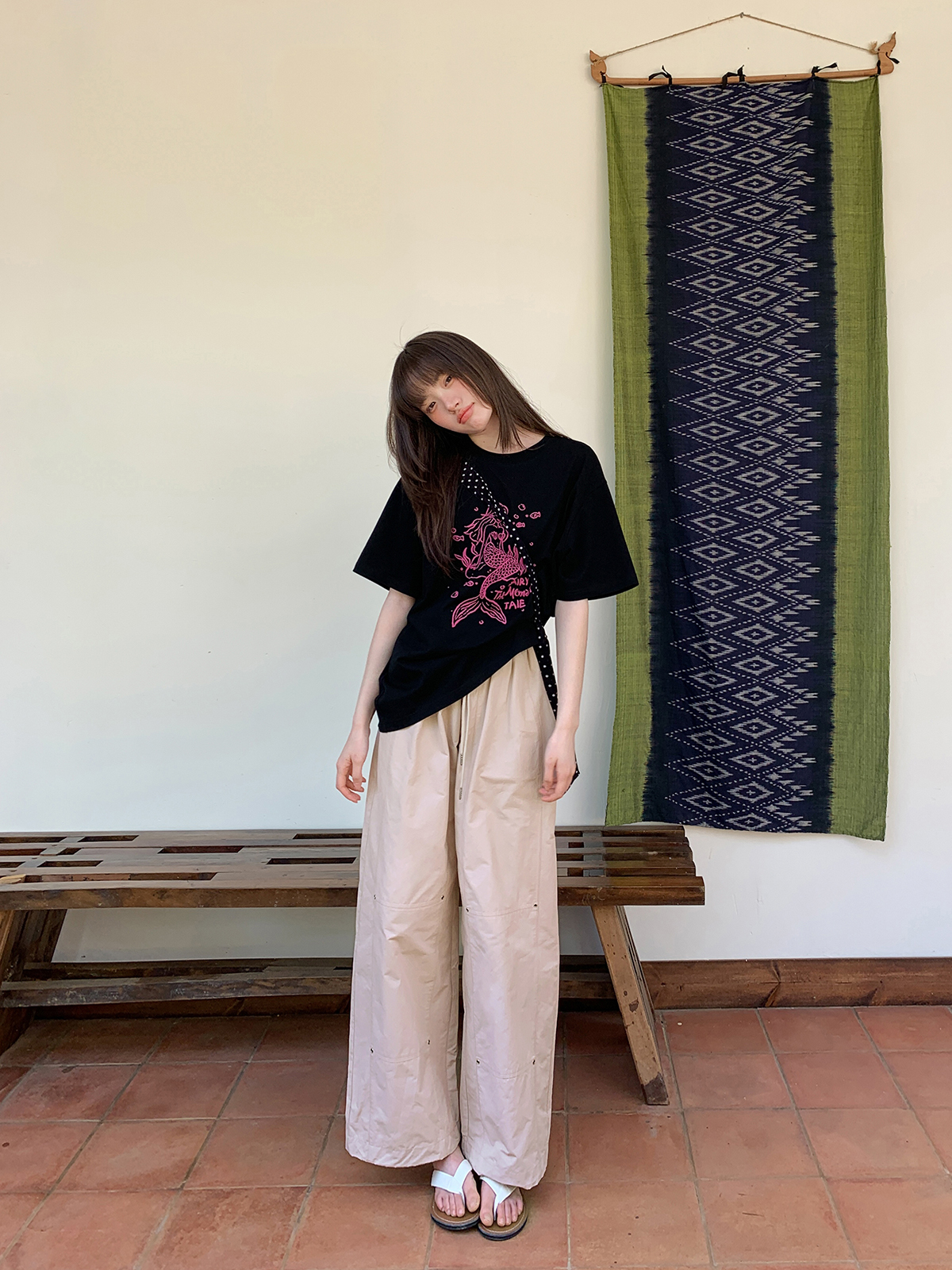 Women's Summer 2025 Loose-Fit Wide-Leg Cargo Pants with Elastic Waist - Casual Straight Long Pants for Petite Sizes Women's Summer 2025 Loose-Fit Wide-Leg Cargo Pants with Elastic Waist - Casual Straight Long Pants for Petite Sizes