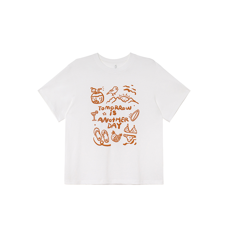 Women's Summer 2025 Loose Slim Round Neck Printed T-Shirt - Simple Element Design, Short Sleeve, Casual Style Women's Summer 2025 Loose Slim Round Neck Printed T-Shirt - Simple Element Design, Short Sleeve, Casual Style