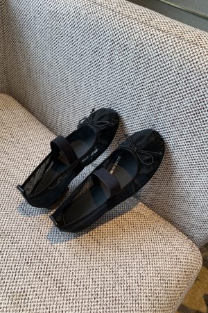 Women's Summer 2025 Mary Jane Shoes - Bowknot, Mesh, Flat, Square Toe, Shallow Mouth, National Style, Trendy Footwear