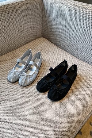 Women's Summer 2025 Mary Jane Shoes - Bowknot, Mesh, Flat, Square Toe, Shallow Mouth, National Style, Trendy Footwear