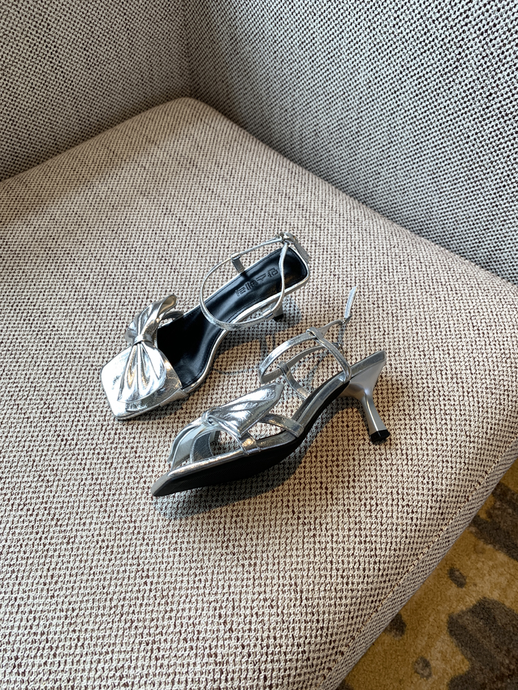 Women's Summer 2025 One-Strap High-Heeled Sandals with Bow - Sweet Outdoor Style for Skirts and Dresses Women's Summer 2025 One-Strap High-Heeled Sandals with Bow - Sweet Outdoor Style for Skirts and Dresses