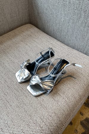 Women's Summer 2025 One-Strap High-Heeled Sandals with Bow - Sweet Outdoor Style for Skirts and Dresses