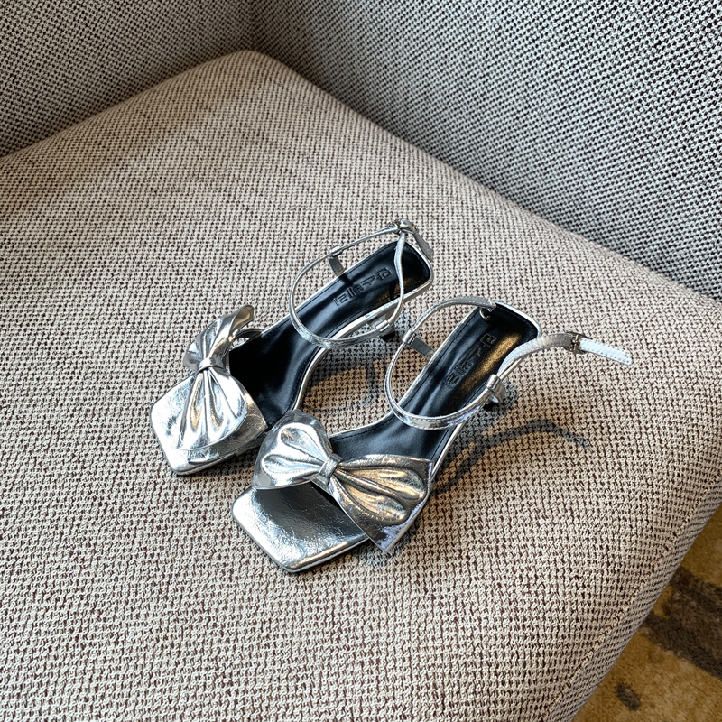 Women's Summer 2025 One-Strap High-Heeled Sandals with Bow - Sweet Outdoor Style for Skirts and Dresses Women's Summer 2025 One-Strap High-Heeled Sandals with Bow - Sweet Outdoor Style for Skirts and Dresses