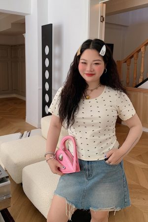 Women's Summer 2025 Short Sleeve Waist-Cinching Slim Fit T-Shirt - Stylish Casual Top for 90s and Y2K Inspired Looks