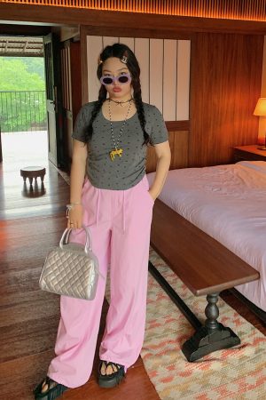 Women's Summer 2025 Short Sleeve Waist-Cinching Slim Fit T-Shirt - Stylish Casual Top for 90s and Y2K Inspired Looks