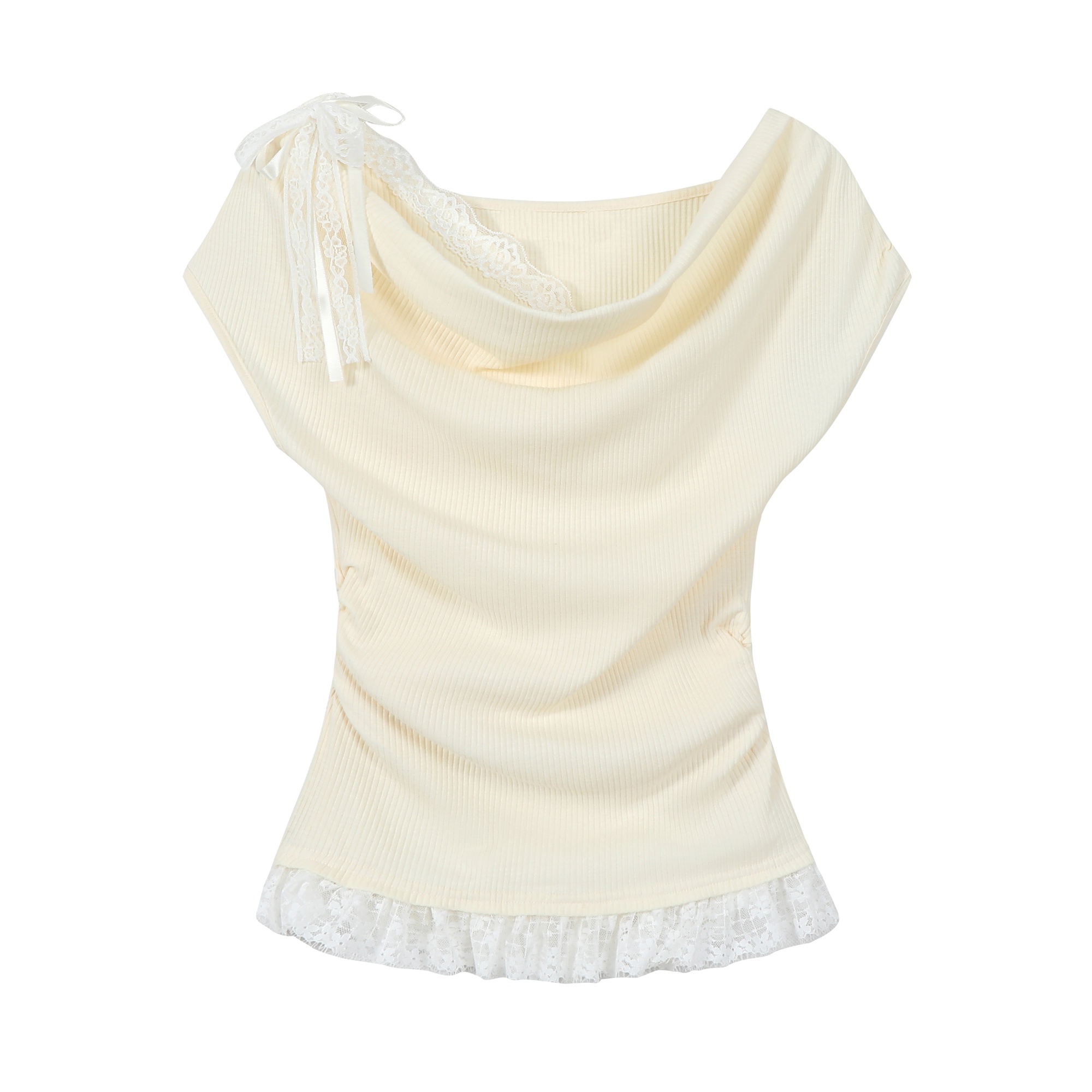 Women's Summer Apricot Color Short Sleeve Faux Two-Piece Waist-Cinched T-Shirt - Stylish Unique Design for a Chic Look Women's Summer Apricot Color Short Sleeve Faux Two-Piece Waist-Cinched T-Shirt - Stylish Unique Design for a Chic Look