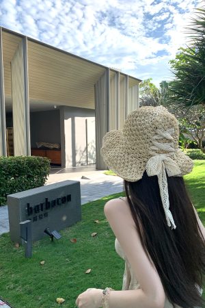 Women's Summer Beach Sunshade Woven Fisherman Hat with Ties - Stylish South France Holiday Accessory