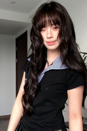 Women's Summer Blue Plaid Splicing Polo T-Shirt - Slim Fit Short Sleeve Two-Piece Outfit - American Style Hot Girl Top