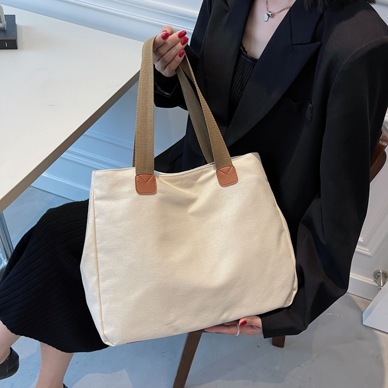 Women's Summer Canvas Tote Bag - Large Capacity Japanese Style Commuter Shoulder Bag in White - Versatile 2025 Fashion Women's Summer Canvas Tote Bag - Large Capacity Japanese Style Commuter Shoulder Bag in White - Versatile 2025 Fashion