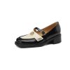 Women's Summer Color-Block Camellia Loafers - Soft Sheepskin Chunky Mid-Heel Shoes for 90s Inspired Style