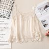 Women's Summer Cotton Linen Vest, Retro Embroidered Lace Hollow Camisole, Literary Style Vacation Outerwear