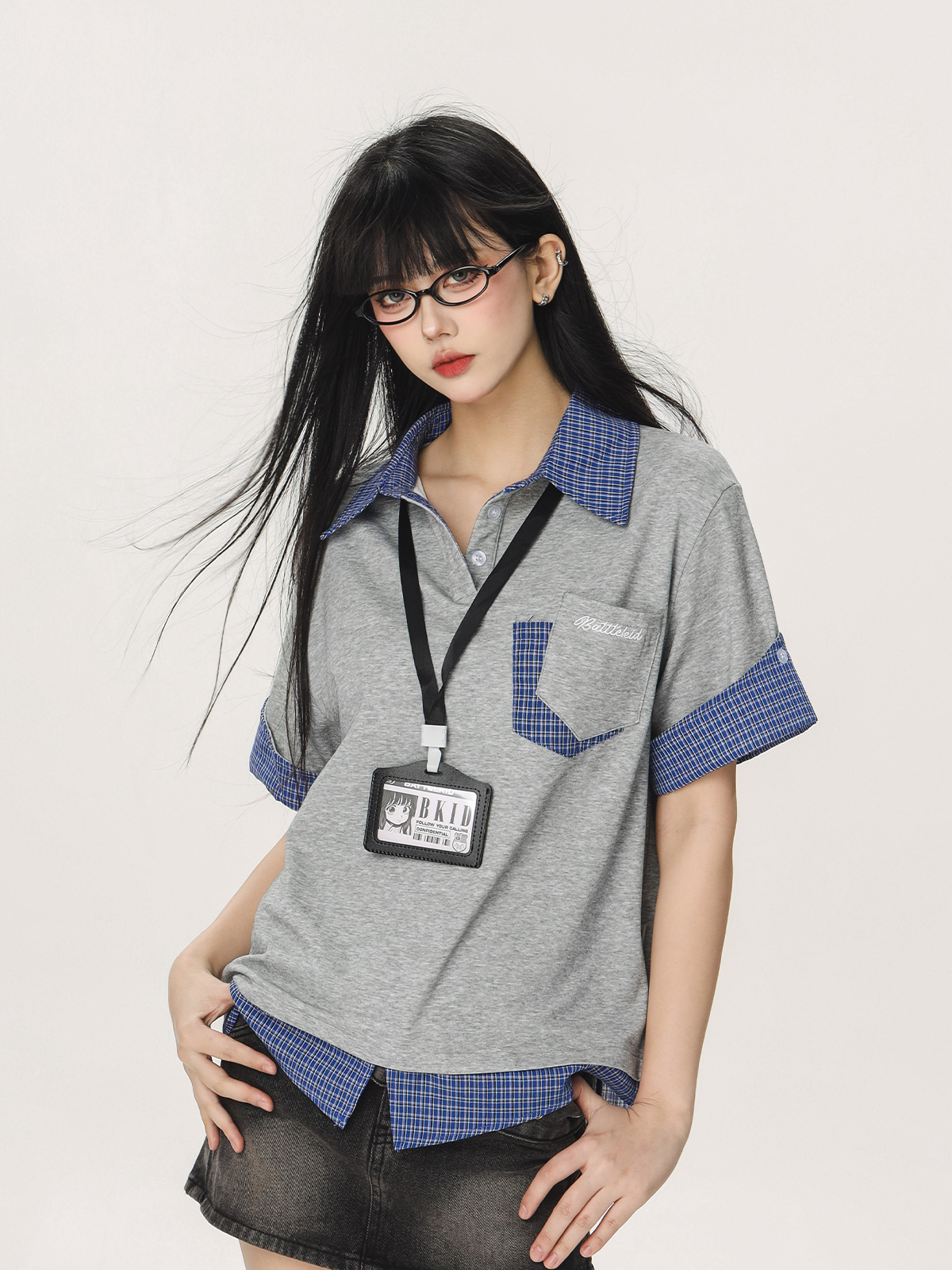 Women's Summer Fake Two-Piece Short Sleeve T-Shirt - American Style Beer Team Captain Polo Top in Niche Design Women's Summer Fake Two-Piece Short Sleeve T-Shirt - American Style Beer Team Captain Polo Top in Niche Design